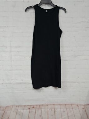 SHEIN Black Sleeveless Midi Ribbed Dress